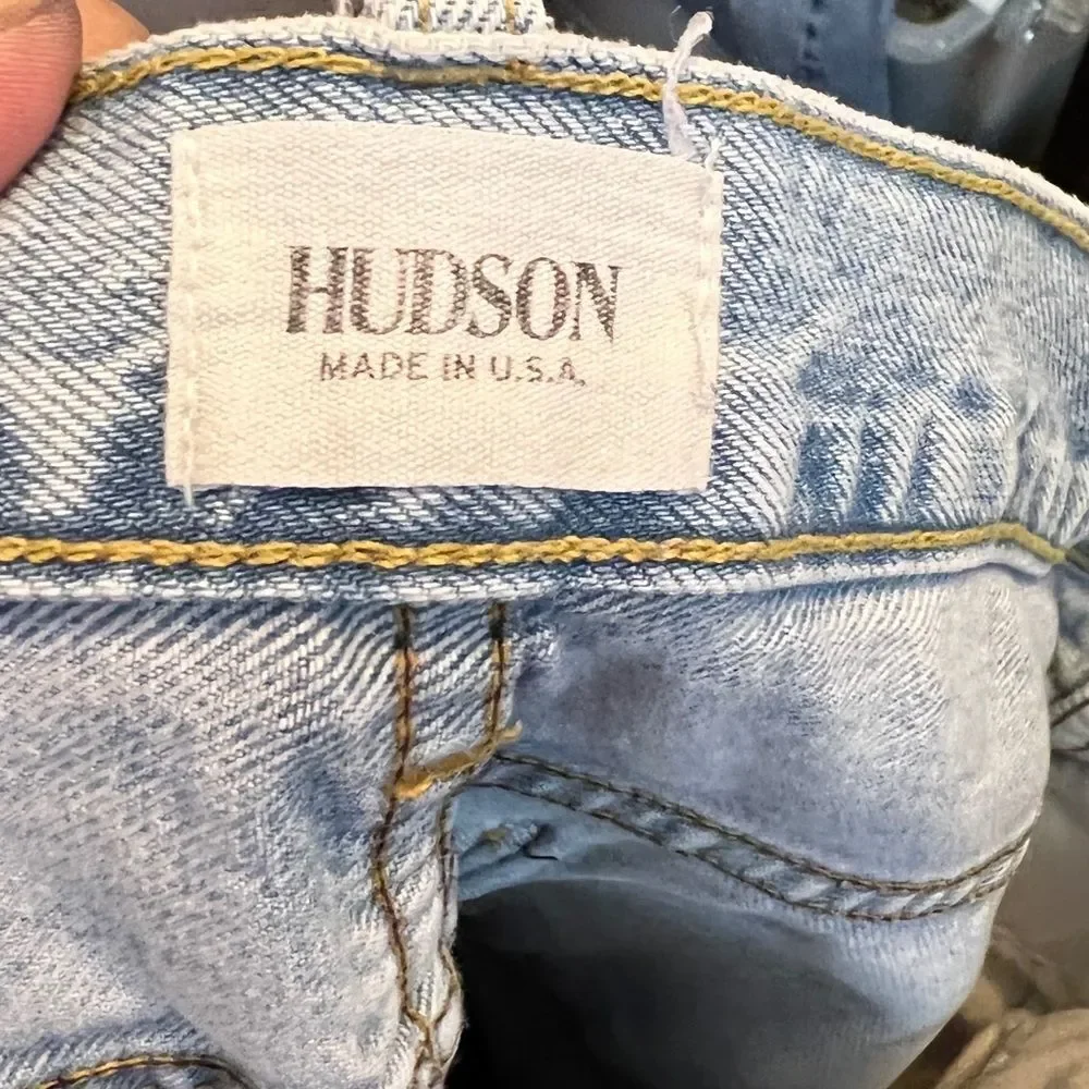 Hudson Button Up Destroyed Jeans with Paint